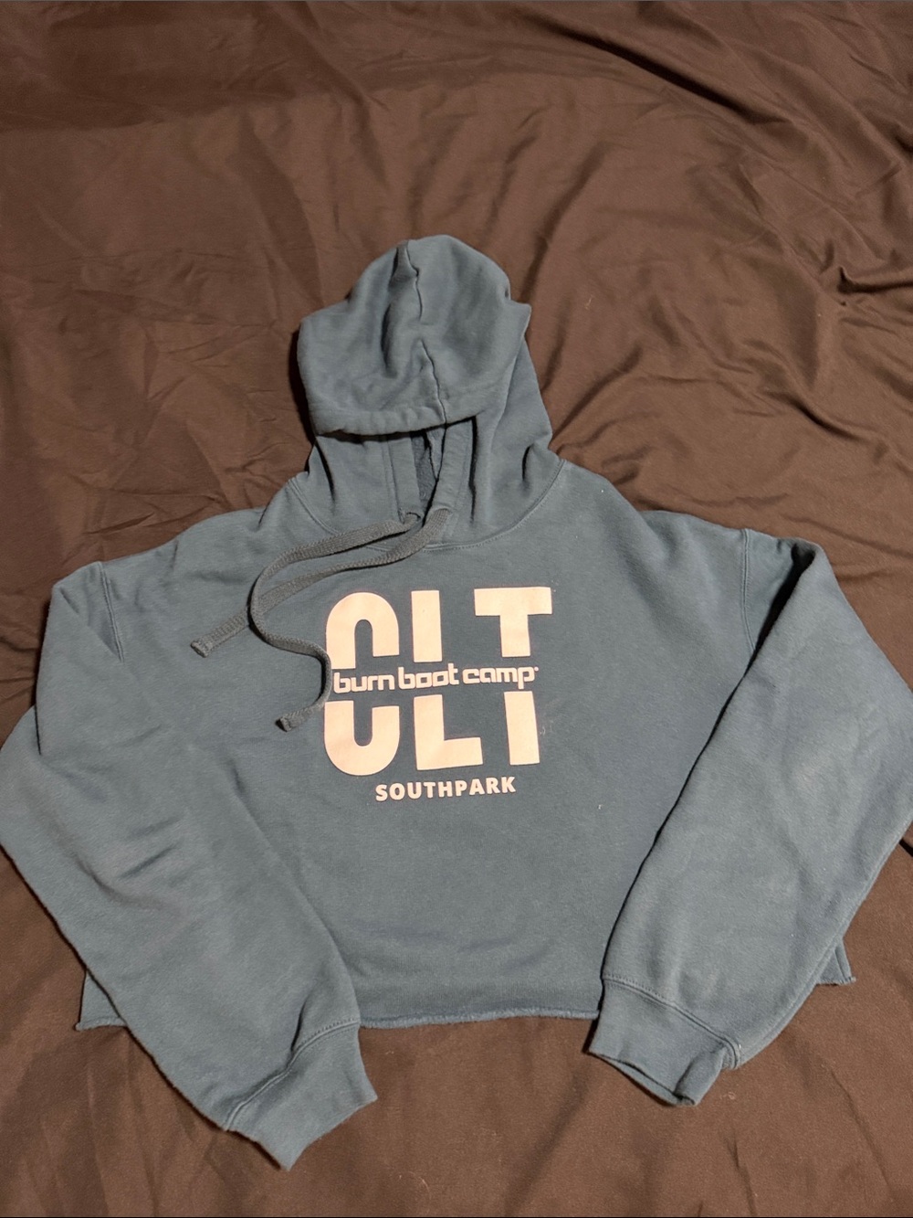 Burn Boot Camp Cropped Teal Hoodie
